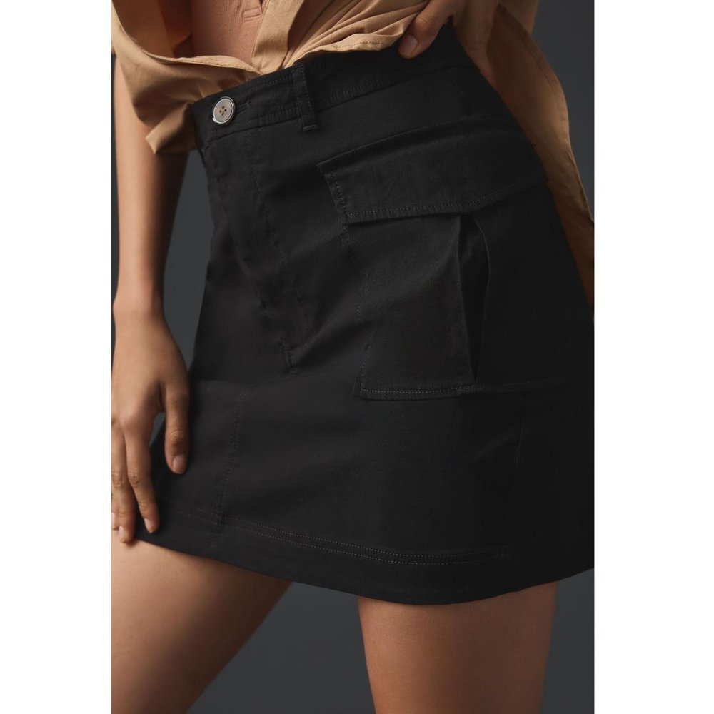 By Anthropologie Classic Cargo Mini Skirt Black - XL